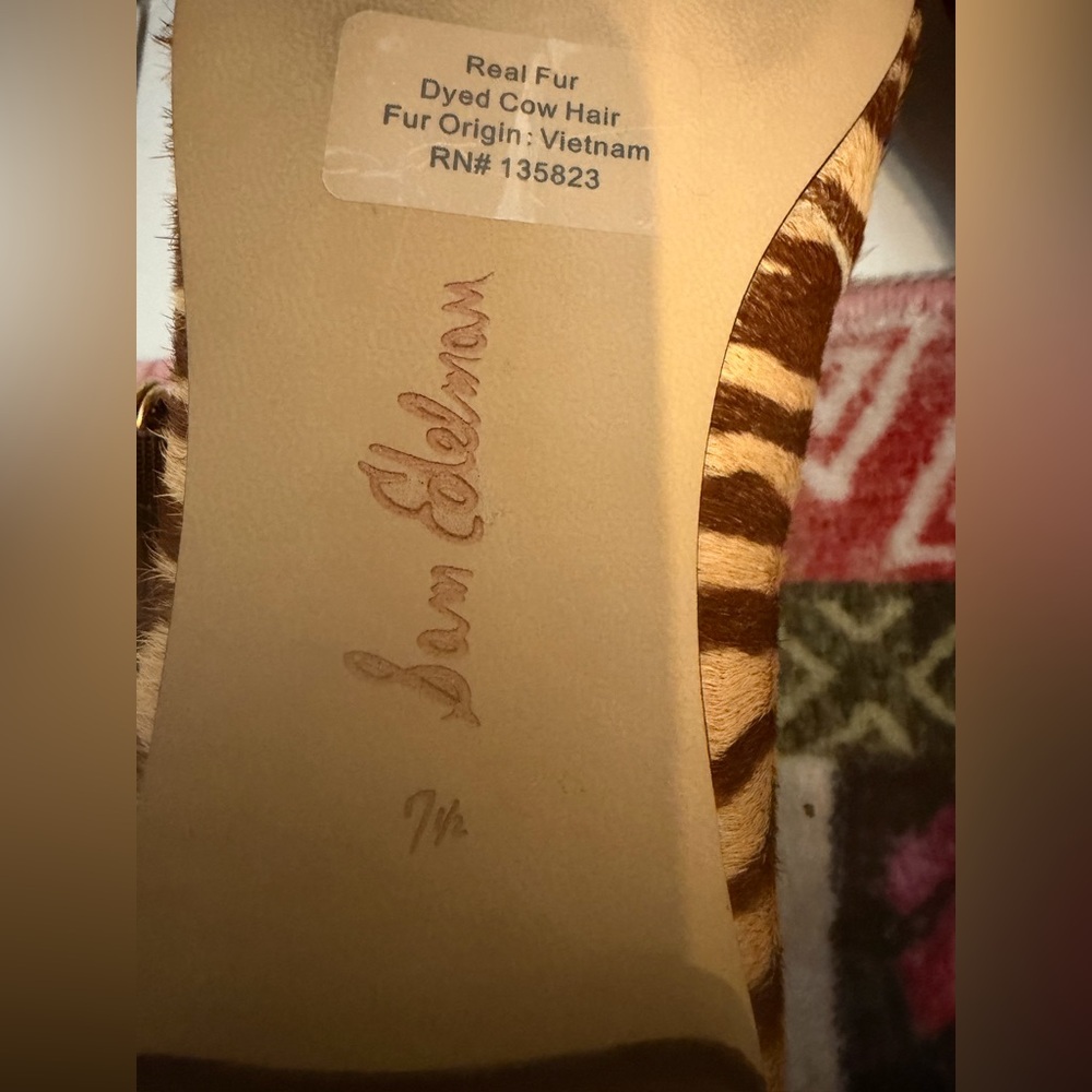 Sam Edelman Michaela Mary Jane Flats Zebra print cow hair fur Size 7.5 NWOT - Picture 7 of 10